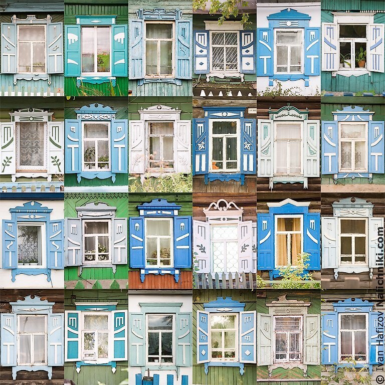 Коллаж с наличниками. Фото: Иван Хафизов / nalichniki.com