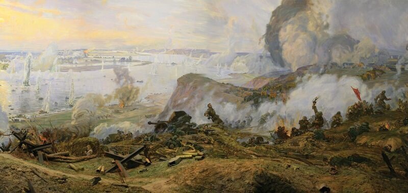 Crossing the Dnieper River. The painting