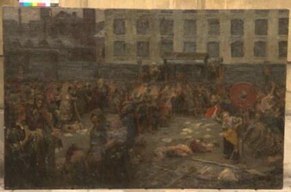 Николай Касаткин. «Стачка» («Атака завода работницами»), 1906