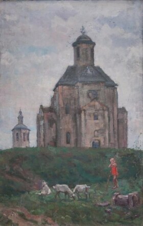 On the Svir side. An architectural monument of the XII century. Painting work