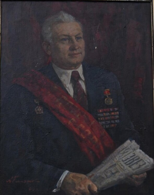 Portrait of the veteran of the Patriotic War M.S.Pozdnin. Painting work