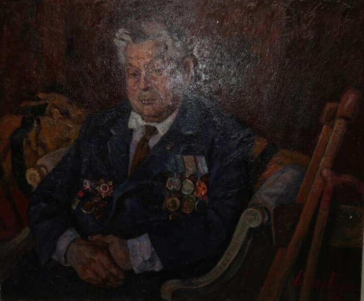 Alexander Sergeyevich Okulov, a senior political officer during the war, a disabled man of the Great Patriotic War. Painting work