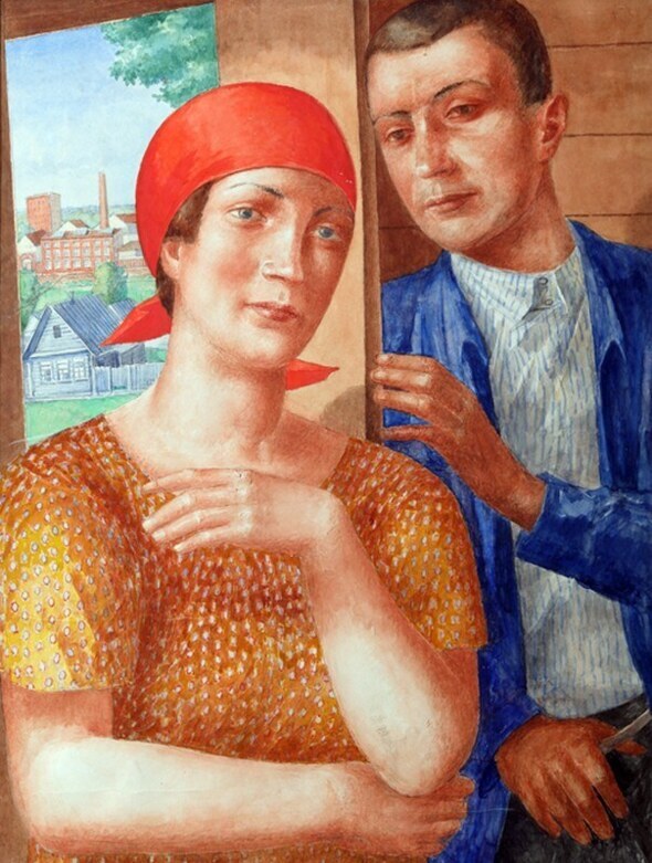 Кузьма Петров-Водкин. «Объяснение», эскиз к картине «Весна в деревне», 1929
