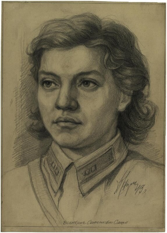 Military doctor Sasha Semenova. Drawing