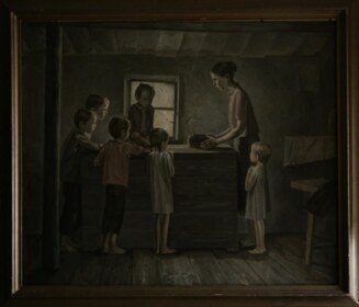 阿列克谢·扎布斯基的油画《战争的面包，1943年》